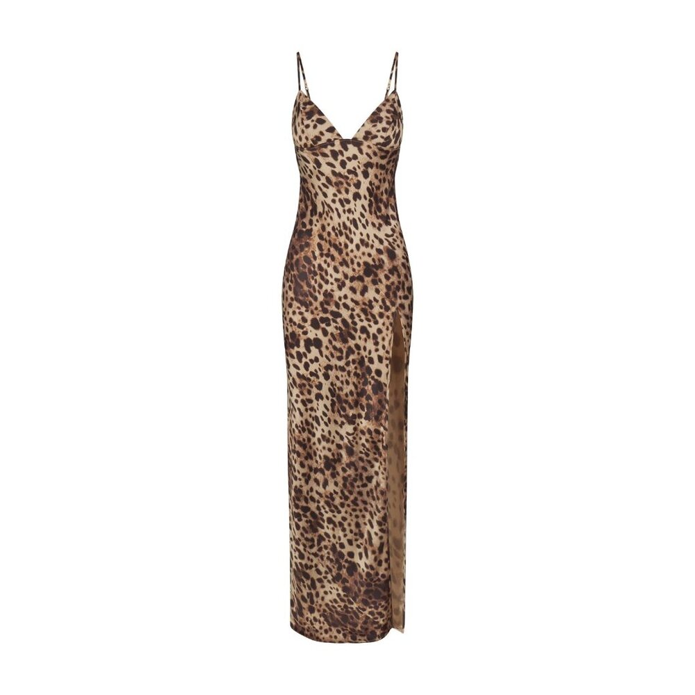 Dolce & Gabbana X SKIMS Skims Silk Long Slip Leopard Dress, S